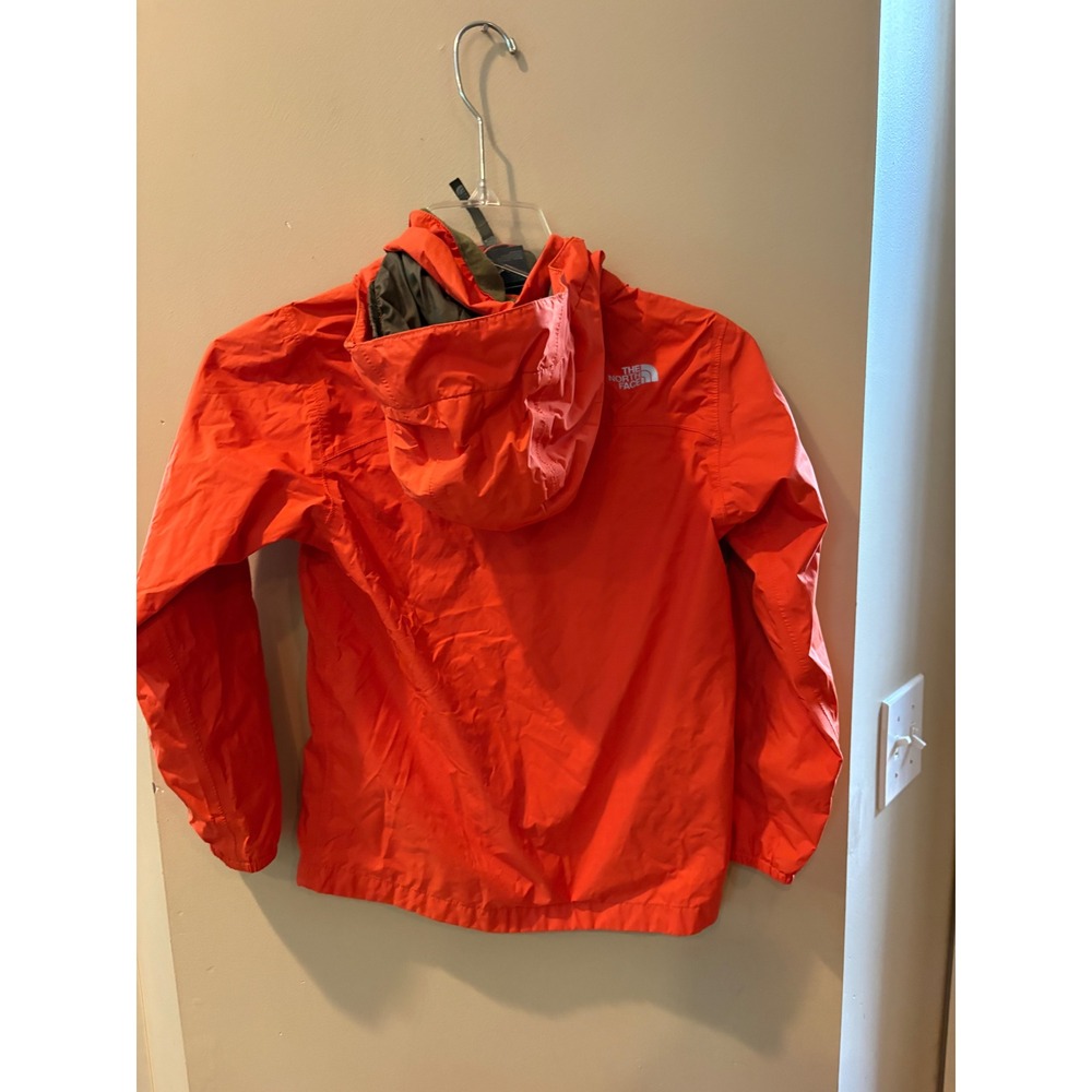 The North Face Kids HyVent Orange Hooded Rain Jacket Waterproof Shell Coat Small - Picture 2 of 9